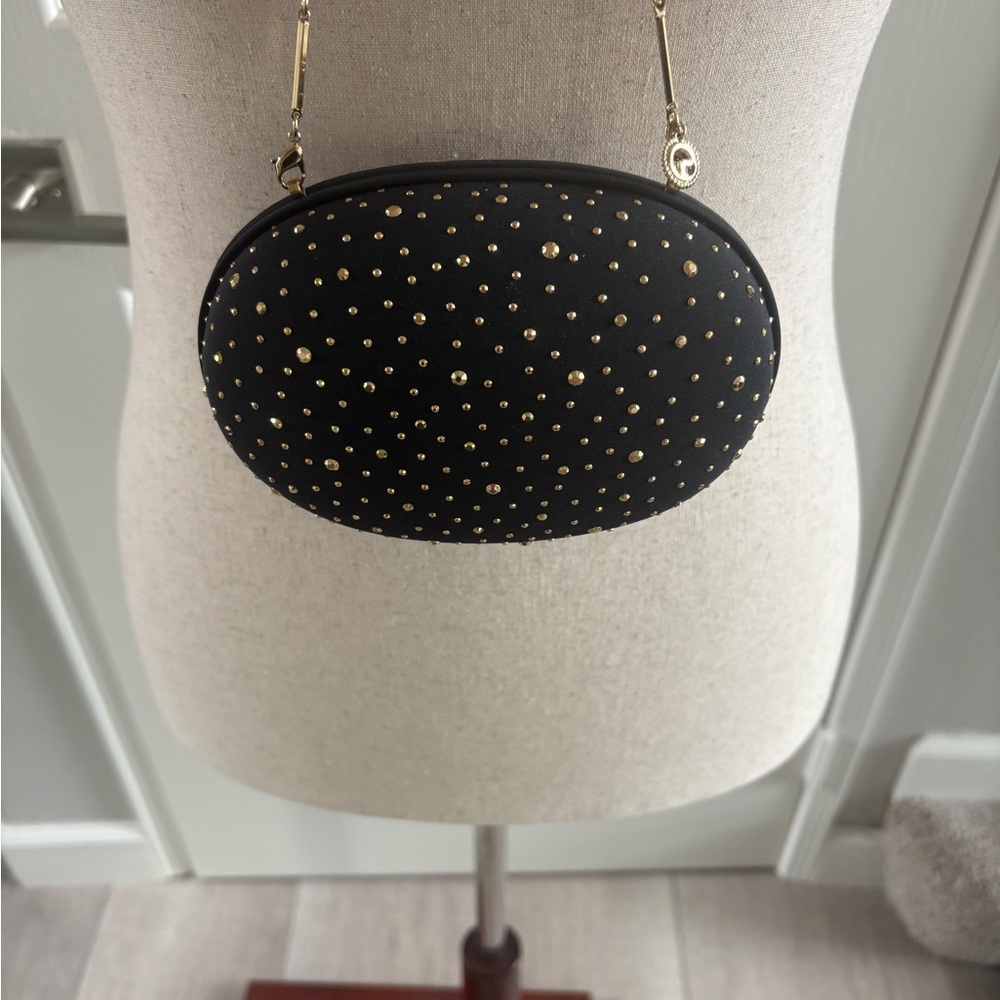 St.John |Vintage black hard cover evening shoulder bag with gold beading | NWOT - Picture 3 of 6